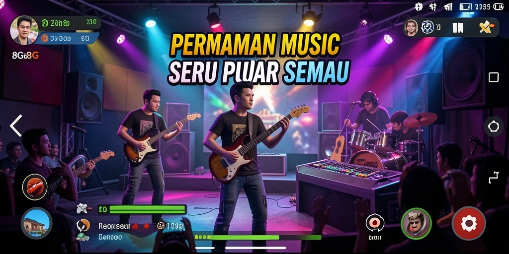 Screenshot utama 8G8G menampilkan gameplay musik yang dinamis.
