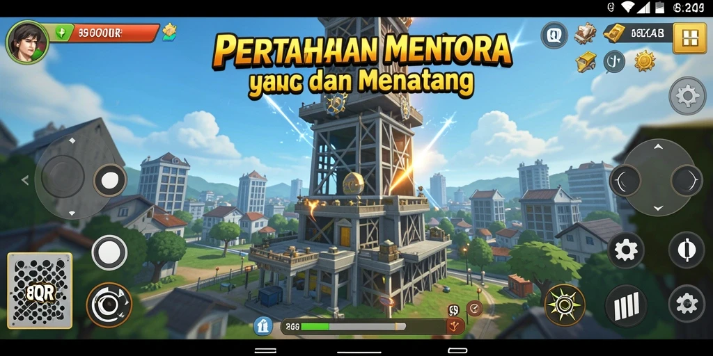 Gameplay seru Tower Defense di 8QR dengan menara strategis