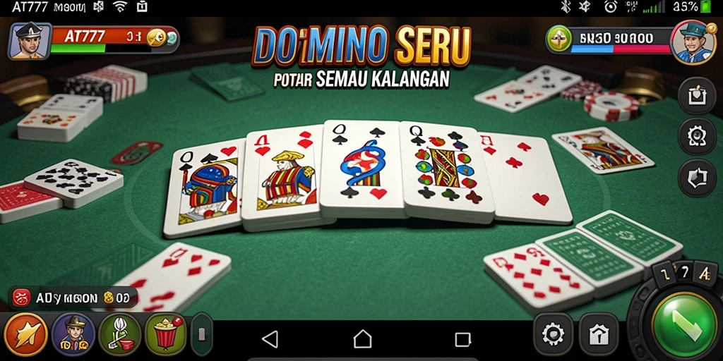 Tampilan gameplay seru AT777 dengan teman bermain Domino.