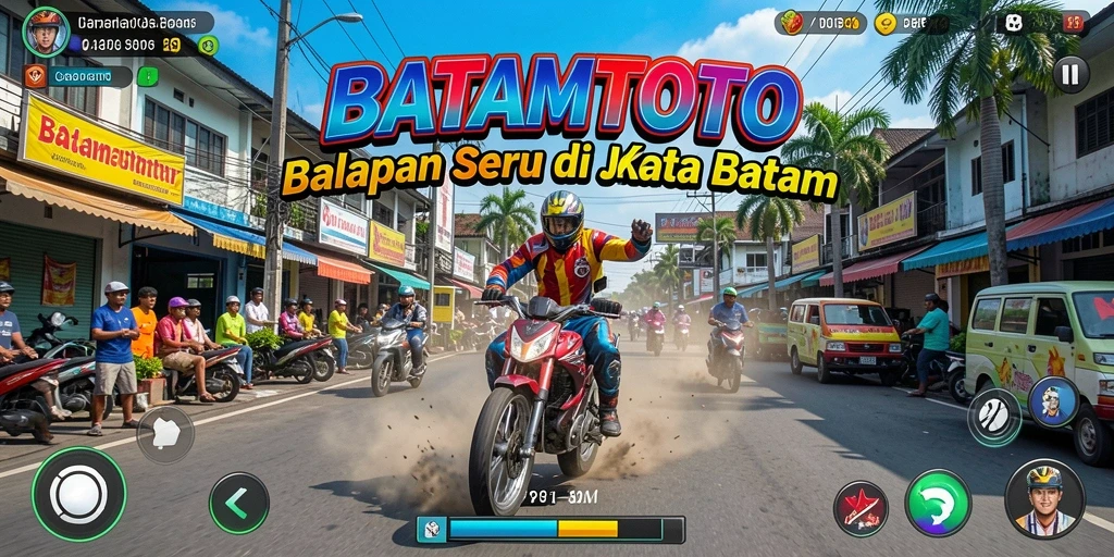 Gambar menampilkan aksi balapan seru di jalanan kota Batam.