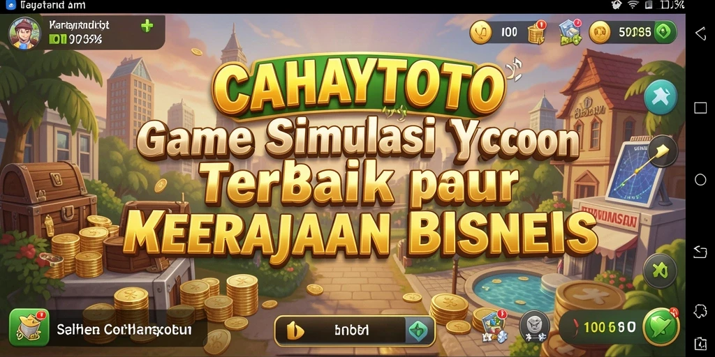 Screenshot utama dari CAHAYATOTO menampilkan gameplay membangun kerajaan bisnis.