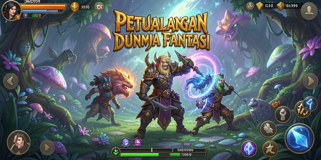 Tangkapan layar gameplay DMD999 menampilkan dunia petualangan yang memukau.