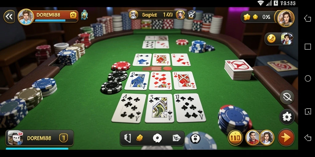 Screenshot gameplay DOREMI88 menampilkan suasana seru permainan Gaple.