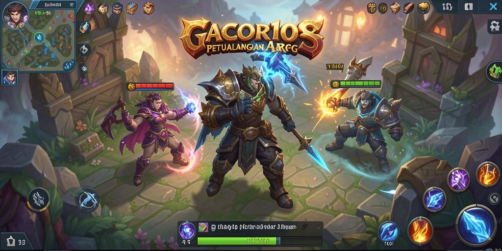 Screenshot gameplay GACOR108 menampilkan pertarungan ARPG yang seru.