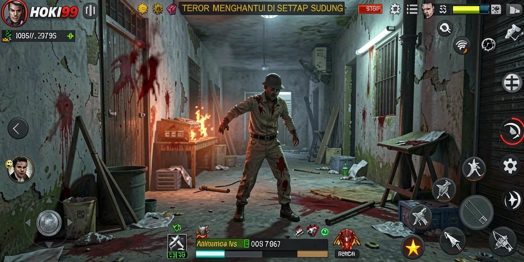 Tangkapan layar gameplay menakutkan dari HOKI99 dengan nuansa horor yang kental.