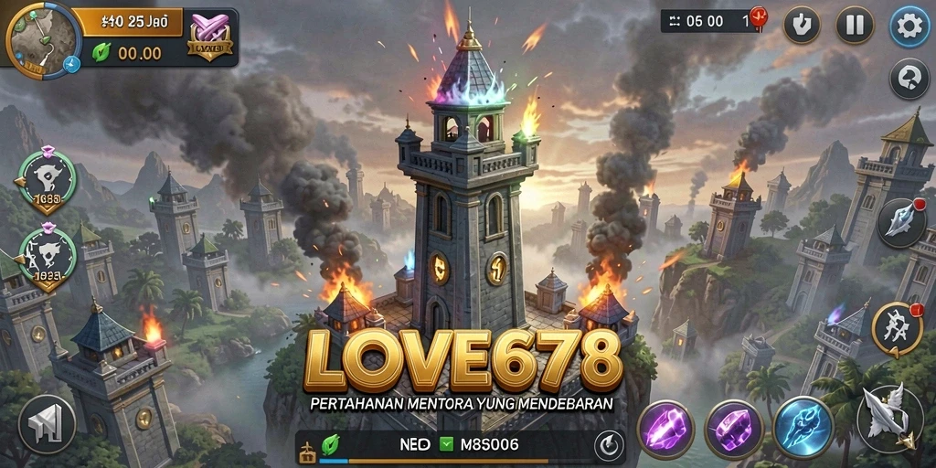 Tampilan gameplay menarik dari game Tower Defense LOVE678.