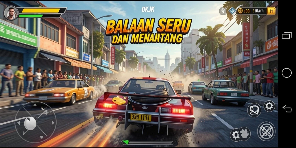 Tampilan menarik dari gameplay seru balapan di OKJK.