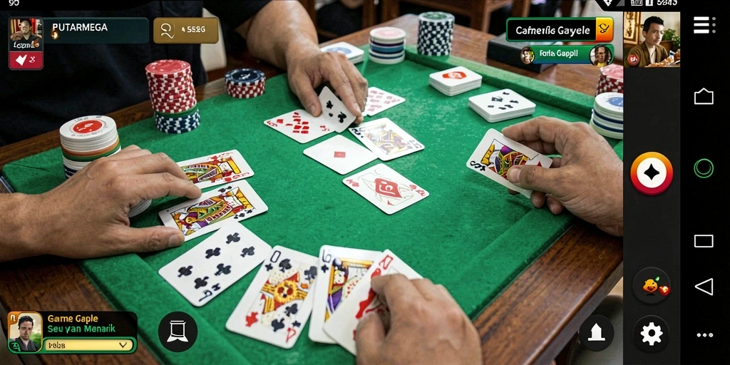 Tampilan antarmuka PUTARMEGA saat bermain Gaple online.
