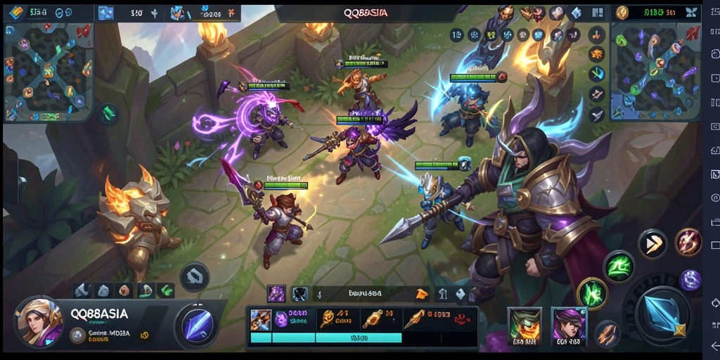 Gameplay bertarung tim yang intens dalam QQ88ASIA.