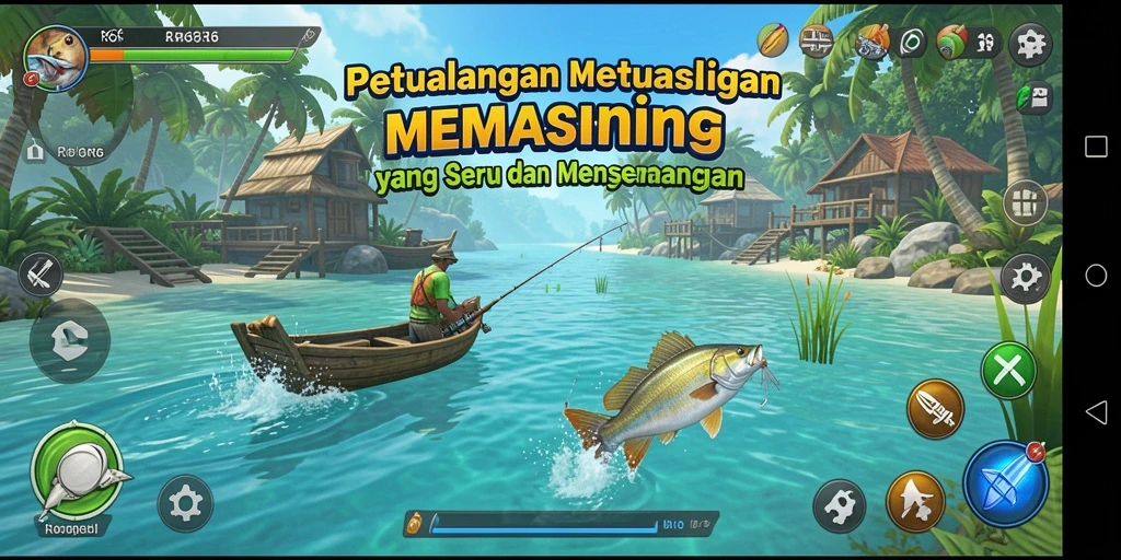Screenshot R6R6 menampilkan aksi memancing yang seru dan mendebarkan.