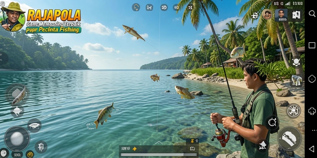 Gameplay menakjubkan RAJAPOLA saat memancing di lokasi yang indah.