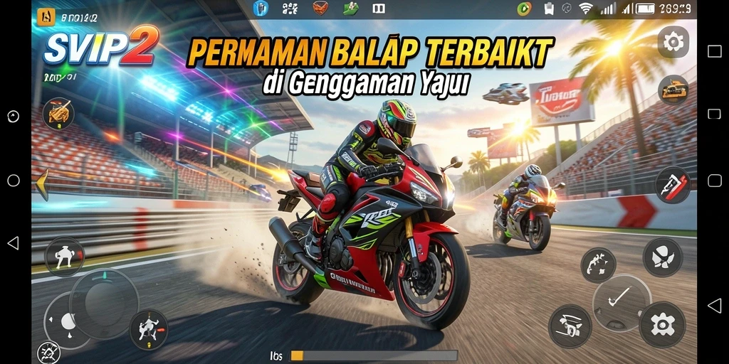 Tampilan seru dari gameplay balap motor SVIP2 yang mendebarkan.
