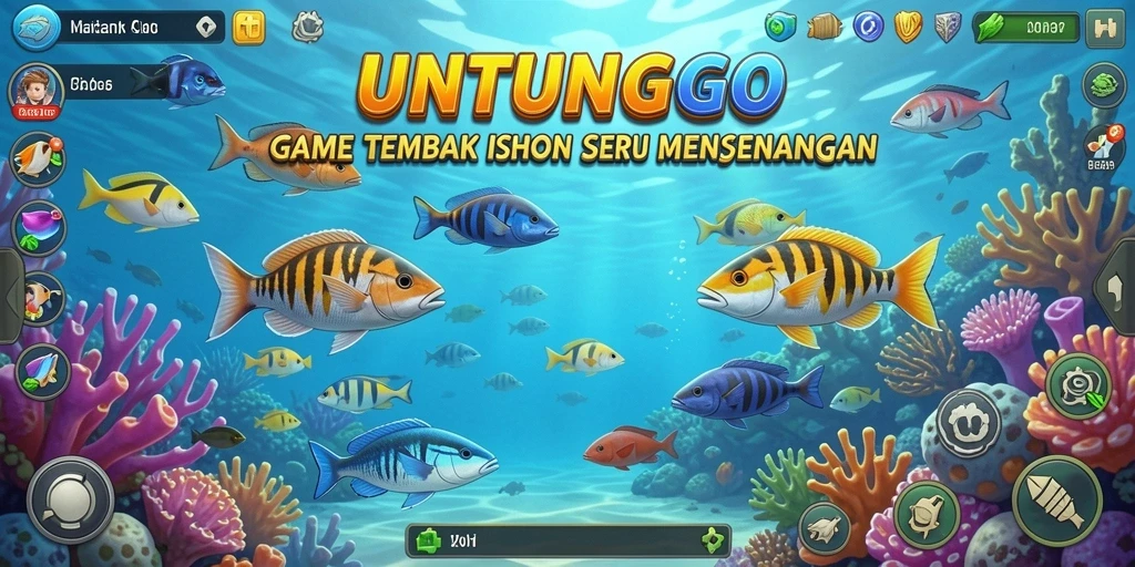 Tampilan gameplay UNTUNGGO yang seru saat menembak ikan.