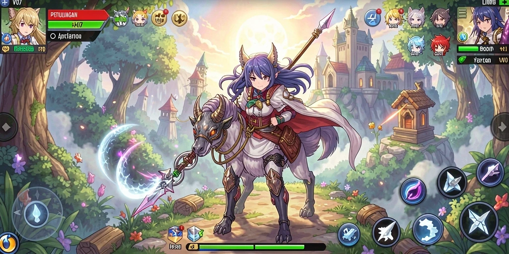 Screenshot gameplay V07 menampilkan karakter Anime yang beraksi dalam pertempuran.